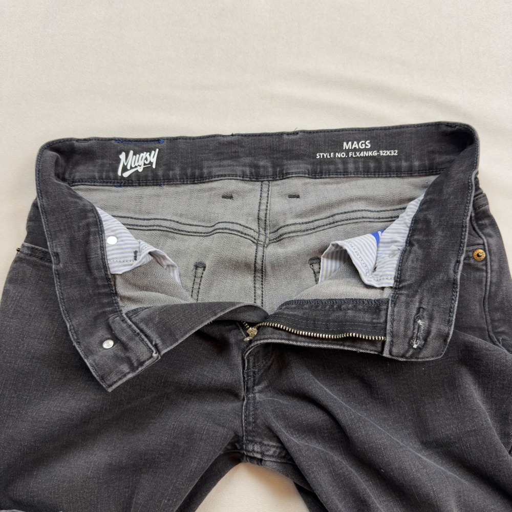 Mugsy Mags Mens Faded Black Slim Straight Stretch Jeans FLX4NKG-32X32‎ - Picture 7 of 9